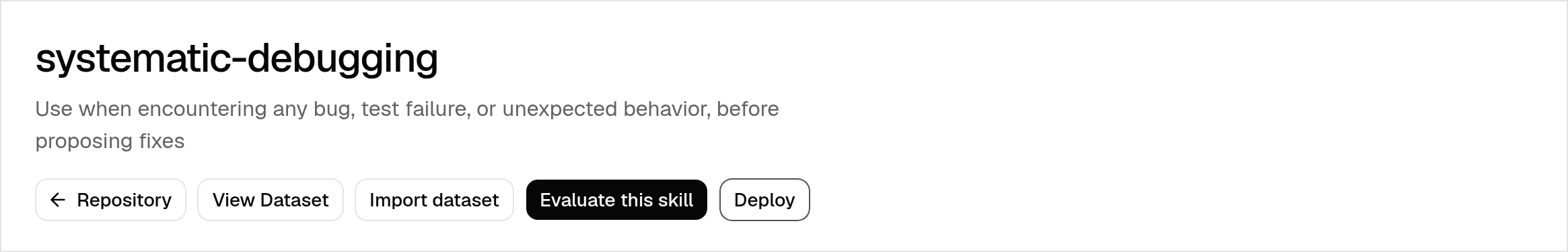 The systematic-debugging skill loaded in Skill Gate AI.